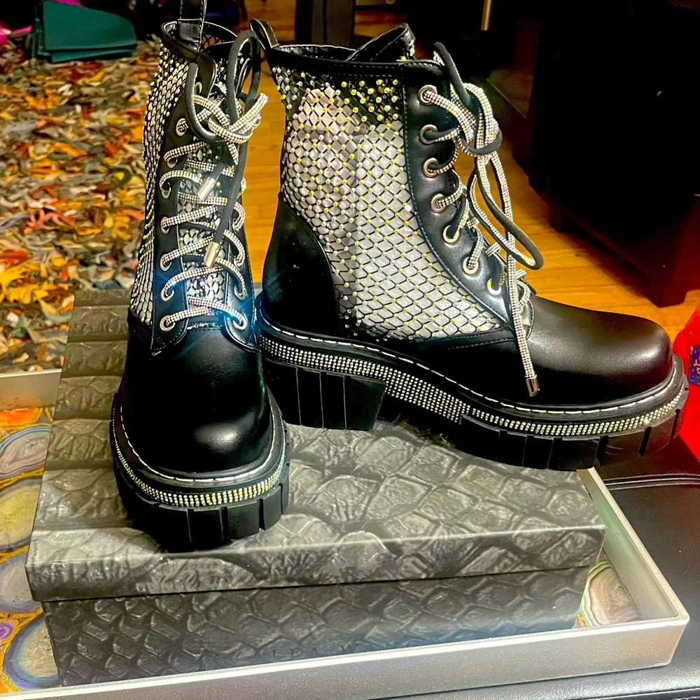Studded Black and Silver Women's Boots - Picture 1 of 3